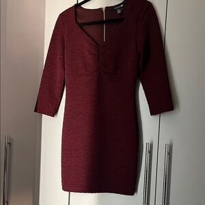 Forever 21 Deep Red Long Sleeve Dress